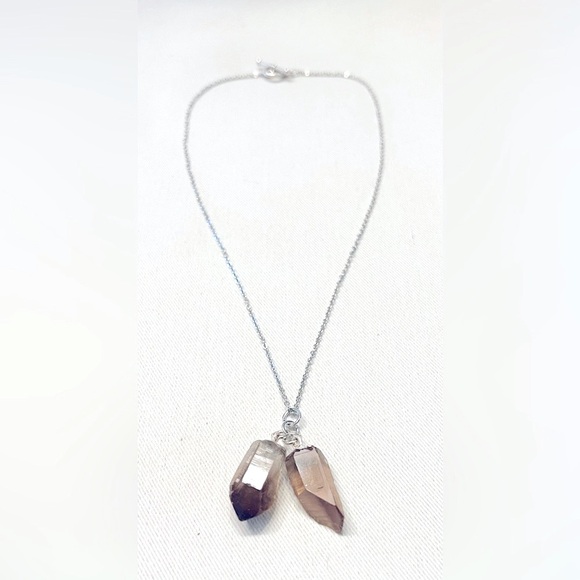Smoky Quartz Silver Toned Necklace with Gift Box. Chain length - 17 inches. - Picture 2 of 9